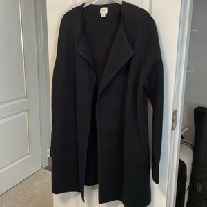 J. Crew Black Knit Cardigan with Wide Draped Lapels and Relaxed Fit